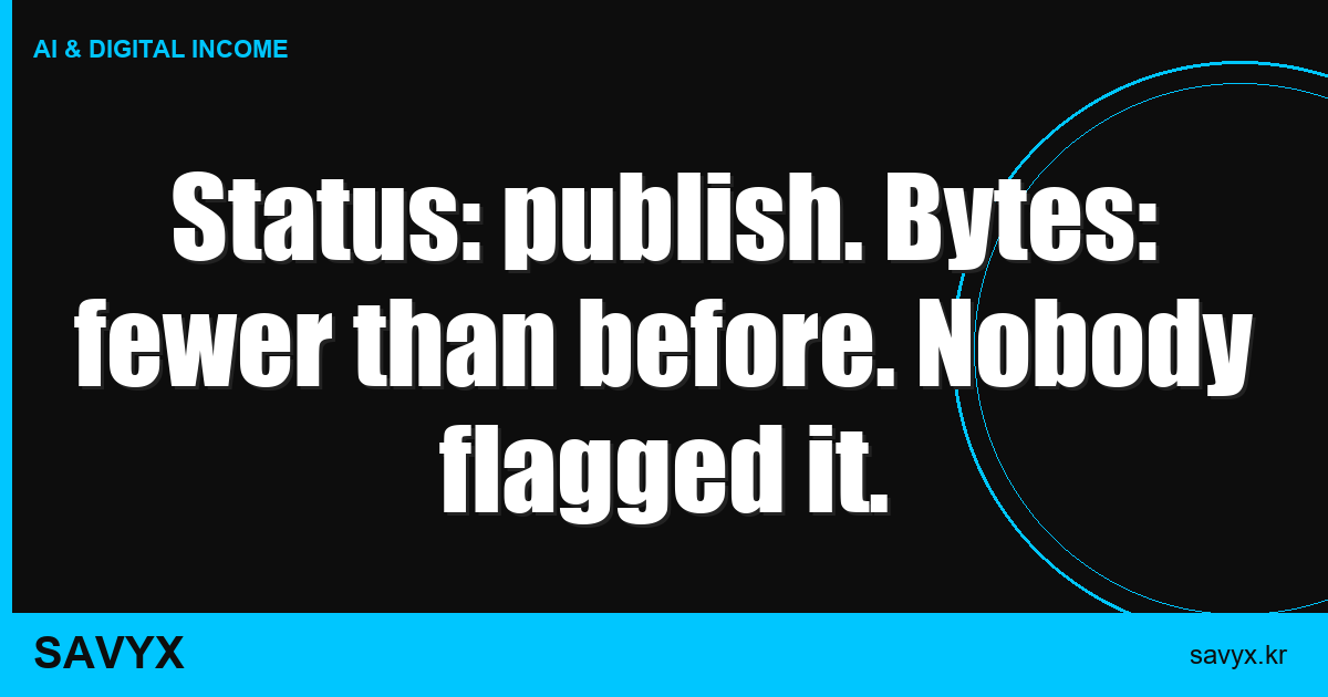 Status: publish. Bytes: fewer than before. Nobody flagged it.